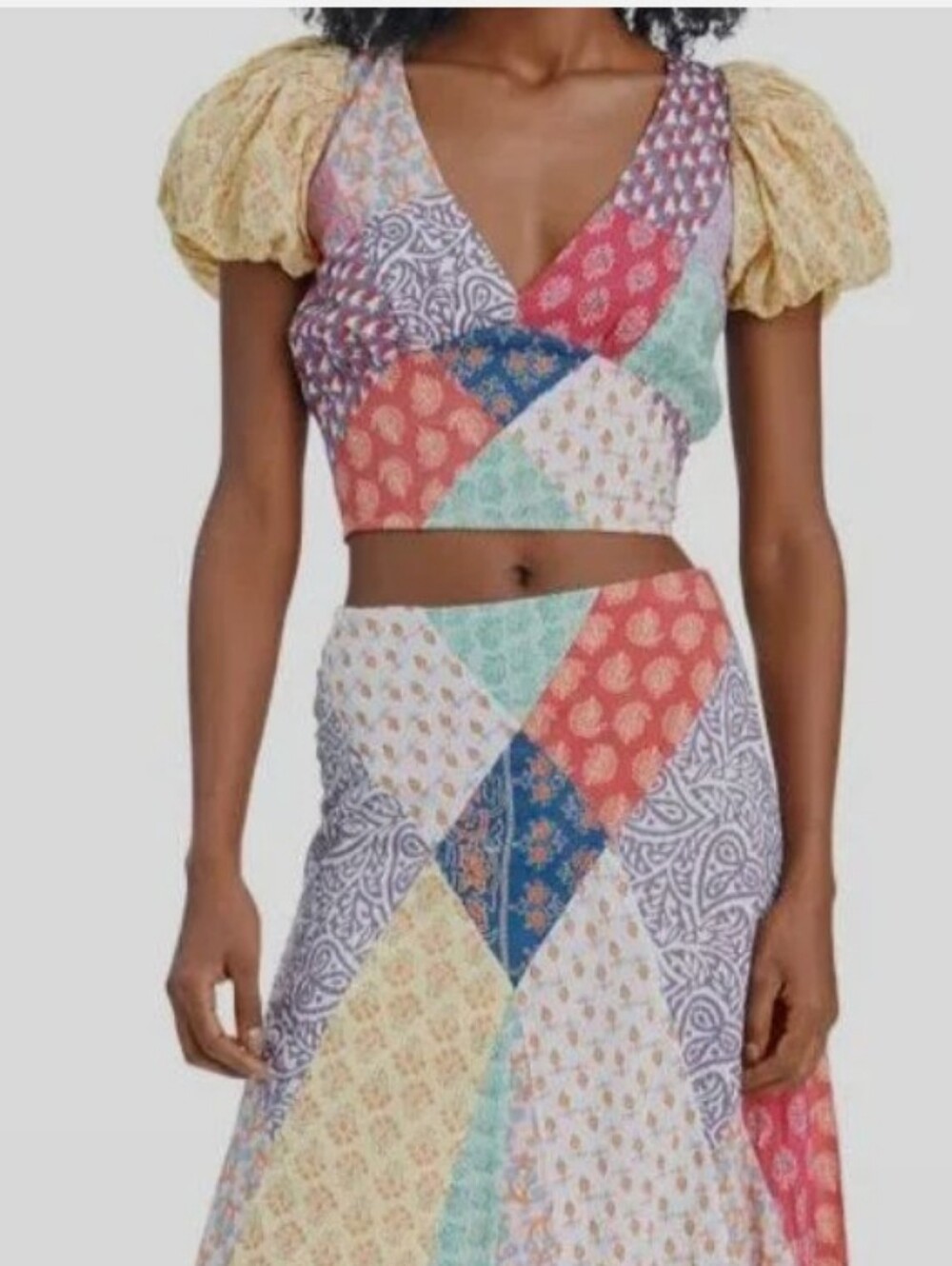 Love The Label Patchwork Cotton Voile Crop Top Medium